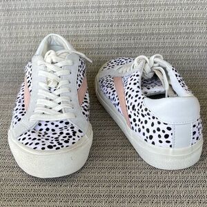 Madewell Sidewalk Low-Top Sneakers Calf Hair White Black Dusty Pink 9